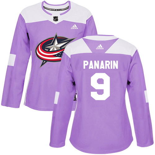 Adidas Blue Jackets #9 Artemi Panarin Purple Authentic Fights Cancer Women's Stitched NHL Jersey